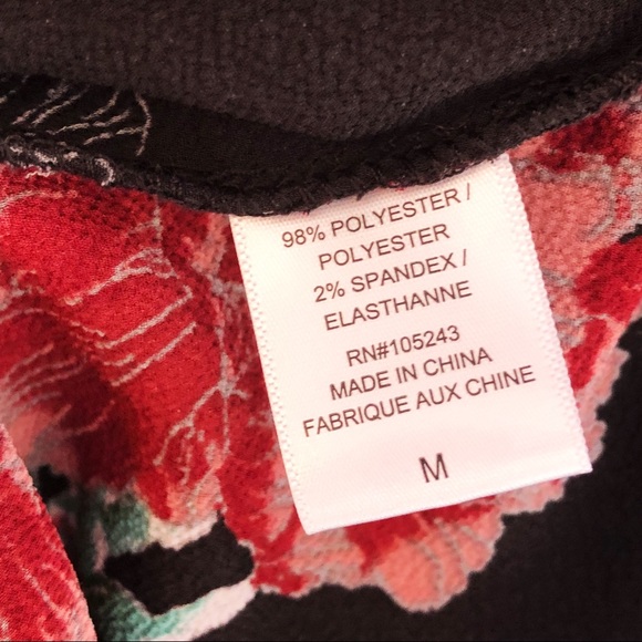 Bobeau Black Multi Floral Print Whimsigoth 3/4 Bell Sleeve Blouse Medium - Picture 10 of 15